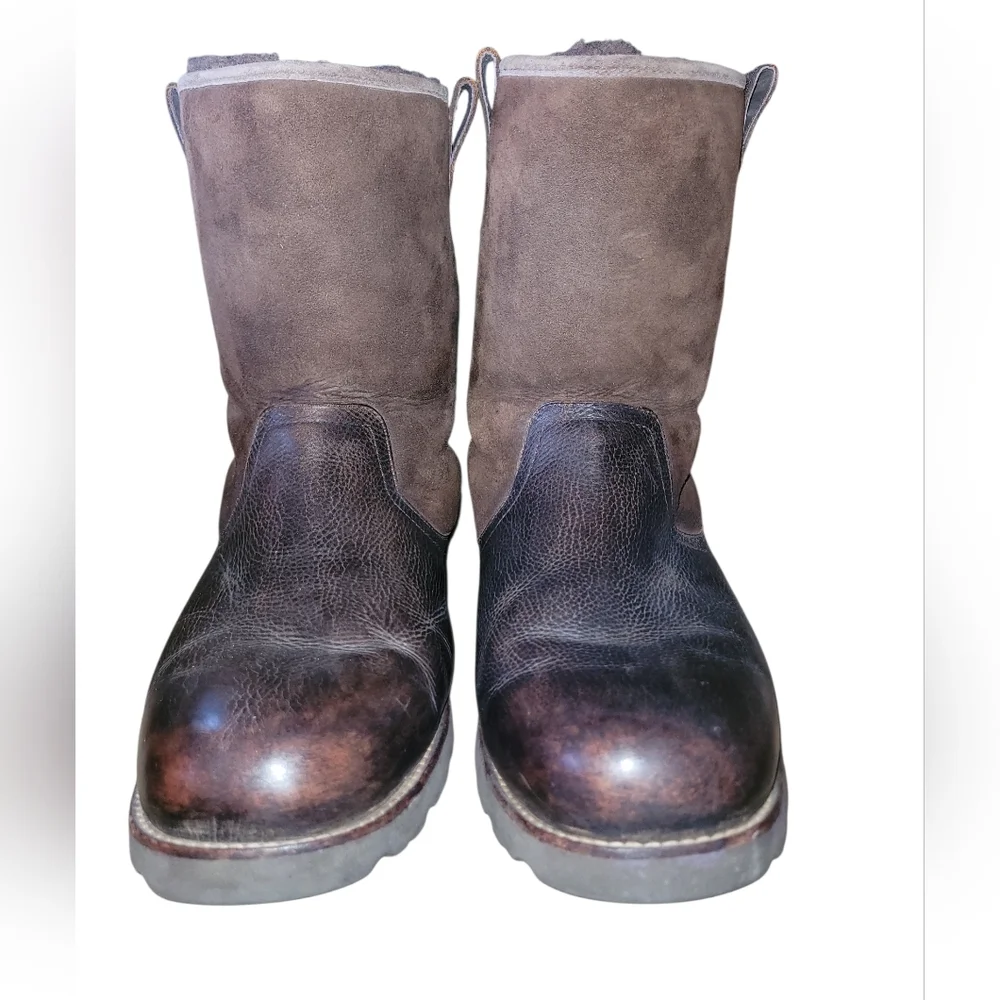 UGG Australia 3250 Mens 14 Leather Suede Sheepskin Vibram Winter Pull On Boots
